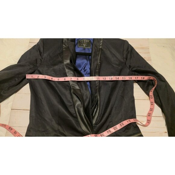 Guess Blazer Women Size 6 Black Tuxedo Formal Satin One Button Jack Cocktail Y2K - Picture 4 of 10